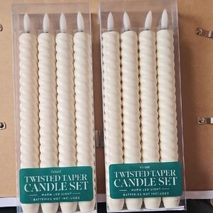 Twisted Taper Candle Set - Cream LED Tapers, 8 Pack / Batteries not included